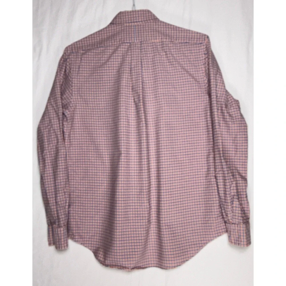 Ralph Lauren Mens Button Down‎ Shirt Orange Blue Plaid Embroidered Pony Size M
